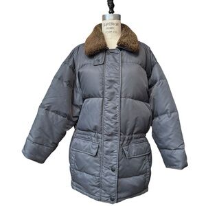 Eddie Bauer Gray Puffer Jacket with shearling Collar
